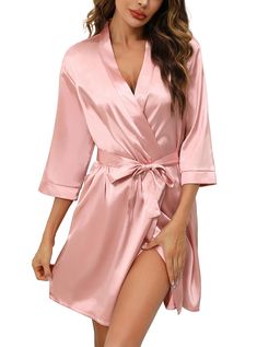 PRICES MAY VARY. SILK SATIN MATERIAL —— This robe offers a silky soft touch and a lustrous sheen that will make you feel pampered and elegant.truly comfort lightweight, refusing fade; standard process, avoiding shrink; exquisite sewing,not loose line. STYLISH AND COMFY DESIGN —— Crafted with a classic design, Our satin kimono robe features a comfortable and adjustable waist tie and a flattering V-neckline. The loose, flowing silhouette provides ultimate comfort and freedom of movement, allowing Silk Bathrobe, Wedding Party Robes, Robe Silk, Bridesmaid Kimono, Silk Dressing Gown, Women Bride, Satin Kimono, Silk Robe, Bridesmaid Robes