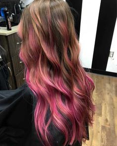 Underhair Color, Pink Hair Highlights, Pink Hair Streaks, Hair With Pink Highlights, Deep Magenta, Hair Color Streaks