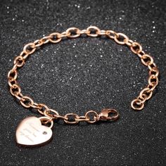 This Beautiful Rose Gold Plated Titanium Steel Charm Bracelet, Suit For Girls Of All Ages. Heart Charm Bracelet With Link Design, You Can Add Charms Which You Want On The Bracelet. Charm Bracelet Length: 7.4”, Weight8.5gperfect Size For Girls And Women. Made Of High Quality Titanium Steel, Solid And Durable, Perfect To Keep As A Daily Jewelry. Rose Gold Metal Heart Bracelet As Gift, Elegant Rose Gold Heart Bracelet For Friendship, Rose Gold Charm Bracelet For Friendship, Rose Gold Metal Bracelets With Heart Charm, Rose Gold Metal Bracelets For Valentine's Day, Rose Gold Metal Bracelet For Valentine's Day, Mother's Day Rose Gold Heart Pendant Bracelets, Rose Gold Heart Charm Bracelet For Friendship, Rose Gold Bracelet For Friendship On Valentine's Day