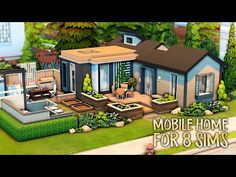 an image of a modern house for 8 sims in the middle of a yard