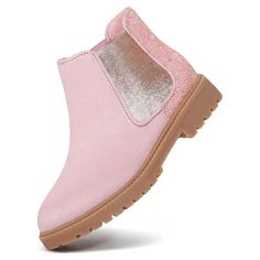 Our Elegant Chelsea Boots for Girls,Sweet Girls Dress Boots,Fashion Boots Girls With Elastic Design,Sparkly Glitter.Make Your Kids a Little Princes This girls booties can protect your child's ankles from harm.Thick textile lining with PU insole makes this girls dress boots lightweight,comfortable and warm for kis's wearing.And because of the anti-squeez round toe design,this girls' boots not only can offer good protection for children's toe also it is perfect for kid's feet development. Kids boots designed with fashion and classic style, the glitter material makes winter snow boots sparkly, which is suitable for daily, party,birthday,festival and so on. It's an ideal gift choice for kids birthday, Thanksgiving Day or Christmas Size: Big Kids 2.  Color: Pink.  Gender: female. Girls Fall Boots, Girls Chelsea Boots, Glitter Ankle Boots, Kids Ankle Boots, Girls Black Boots, Low Heel Booties, Heeled Chelsea Boots, Girls Ankle Boots, Dress Booties