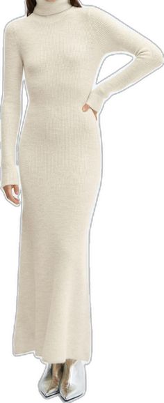 Elegant Turtleneck Ribbed Midi Dress, Elegant Ribbed Turtleneck Midi Dress, Elegant Knit Turtleneck Dress, Elegant Ribbed Turtleneck Dress, Chic Beige Turtleneck Dress, Chic Knit Sweater Dress, Chic Stretch Sweater Dress With Turtleneck, Elegant Stretch Turtleneck Sweater Dress, Chic Ribbed Turtleneck Dress