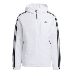 Men's Adidas 3St Down Jkt Stripe Outdoor Sports Hooded With Down Feather White Jacket H23089 White Adidas Logo Functional Track Jacket, White Adidas Functional Track Jacket, White Functional Adidas Track Jacket, Sporty Outerwear With Three Stripes Branding For Sports, Sporty Outerwear With Three Stripes For Sports, Sporty Fleece-lined Track Jacket For Winter Sports, Sporty Track Jacket With Fleece Lining For Winter Sports, White Adidas Athleisure Outerwear, Adidas Logo Hooded Track Jacket For Outdoor Activities