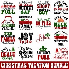 christmas vacation bundle with holiday sayings and svt files for silhouette, cricut, etc