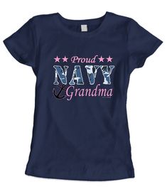 Our unique Proud Navy Grandma Ladies T- Shirt. Show your support for your son or daughter in uniform by wearing this shirt. ⦁ Printed in the USA ⦁ 100% preshrunk cotton t-shirt ⦁ Double-needle stitching throughout ⦁ Ladies fit 10% of our profits are donated to reputable charities that support our troops and veterans. Navy Pre-shrunk Cotton T-shirt, Father's Day Fan Apparel T-shirt With Short Sleeve, Navy Cotton Fan Apparel Tops, Fan Apparel Short Sleeve Tops For Father's Day, Father's Day Fan Apparel Short Sleeve Tops, Navy Cotton T-shirt With Letter Print, Navy Pre-shrunk Tops For Fan Merchandise, Navy Graphic Tee With Text Print, Pre-shrunk Navy Cotton T-shirt