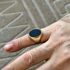 Oval Onyx Signet Ring , Gold Onyx Ring , Vintage Onyx Ring , Minimalist Onyx Ring , Silver Signet Ring , Wedding Ring , 925k Silver ★Item Details * Gender : Male / Female * Material : 925K Sterling Silver * Total weight : 15 Grams * Gemstone : Onyx Stone * Stone Size : 12x16 ✔ Ready to Ship in 1-2 Business Days .. ✔ Shipped to the Worldwide 1-5 business days with free shipping... ✔ The product will be sent to you with a handmade wooden box to avoid any damage during shipping... ✔ Visit our store Classic Black Open Signet Ring, Black Classic Open Signet Ring, Black Minimalist Signet Ring With Polished Finish, Minimalist Black Signet Ring With Polished Finish, Black Minimalist Signet Ring For Everyday, Everyday Black Signet Ring With Polished Finish, Modern Black Enamel Open Ring, Classic Onyx Rings For Promise, Classic Onyx Promise Ring