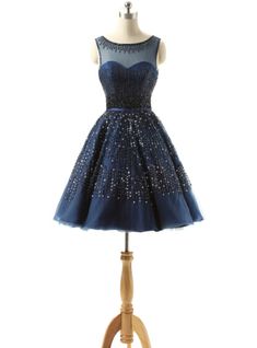 Navy Blue Homecoming Dresses With Beaded Crystal Occasion Dresses Navy Blue Homecoming Dresses, Navy Blue Homecoming Dress, Navy Blue Prom Dresses, Robes D'occasion, Prom Dress Plus Size, Blue Homecoming Dresses, Slim Skirt, Tulle Sleeves, Prom Dresses Two Piece