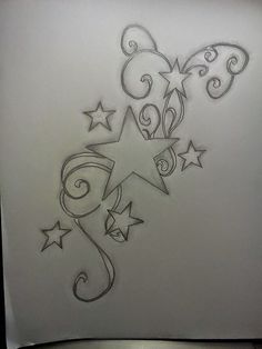 a drawing of a star with swirls and stars on it