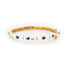 White, pink and blue heart Kids Bangle Bracelet by Kury - Available at SHOPKURY.COM. Free Shipping on orders over $200. Trusted jewelers since 1965, from San Juan, Puerto Rico. Pretty Stacks, Kids Bangles, Heart Kids, Enamel Bracelet, Pink Enamel, Bangle Designs, Heart For Kids, Kids Collection, Enamels