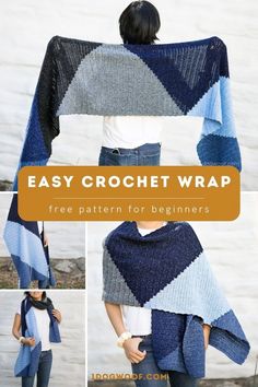 the easy crochet wrap is made with two different colors, and it's great to use as a shawl