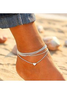 Color:Silver;Color Scheme:White;Material:Metal;Package Contents: 2 x Anklets; Heart Ankle Bracelet, Leg Chain, Foot Bracelet, Heart Anklet, Women Anklets, Beach Anklets, Ankle Chain, Metal Heart, Styl Boho