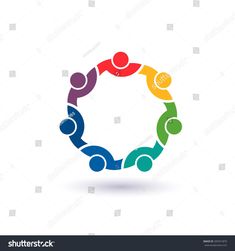 colorful people holding hands in a circle logo design template stock photo shutterstockerstock