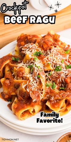 a plate of pasta with sauce and parmesan cheese