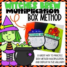 witches brew minifiction box method for kids to practice their math skills and display in the hallway