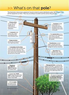 the power lines and wires are labeled in this info sheet, which includes information about what is