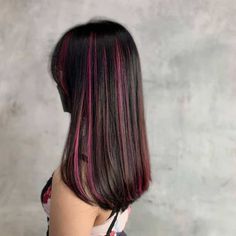 Idea For Color Hair, Cute Ways To Add Color To Your Hair, Pink Hidden Highlights, Light Pink Highlights In Brown Hair Straight, Pink Hair Dye Highlights, Wavy Dyed Hair Curls, Fun Hair Color Highlights, Hair Colors That Go With Brown Hair, Streaks Of Pink In Hair