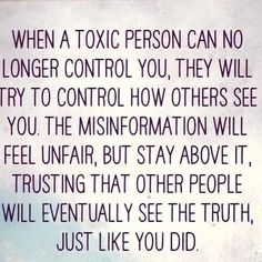 a pink and blue photo with the words when a tonic person can no longer control you, they will try to control how others see you