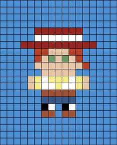 A small pixel art template of Jessie the cow-girl from Toy Story 2 and onwards. Disney Canvas Paintings, Modele Pixel Art, Easy Pixel Art, Pixel Art Templates, Diy Perler Bead Crafts