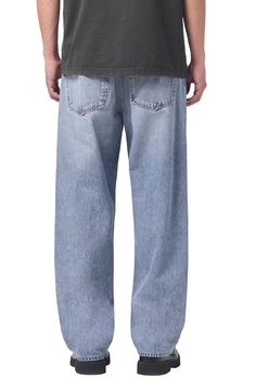 Well-faded cotton denim furthers the old-favorite look and feel of jeans cut in a slouchy fit that gives you plenty of room to stay relaxed. 32" inseam; 17 1/2" leg opening; 13" front rise; 17" back rise (size 29) Zip fly with button closure Five-pocket style 100% regenerative cotton Machine wash, tumble dry Made in Turkey Light Wash Relaxed Fit Rigid Denim Pants, Light Indigo Relaxed Fit Straight Leg Jeans, Relaxed Fit Washed Blue Rigid Denim Pants, Washed Blue Relaxed Fit Rigid Denim Pants, Classic Baggy Cotton Jeans, Classic Baggy Jeans With Five Pockets, Faded Relaxed Fit Tapered Leg Jeans, Relaxed Fit Washed Blue Jeans, Faded Relaxed Fit Jeans With Tapered Leg