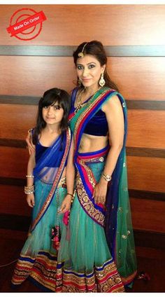 Mother & Daughter Matching Outfits for Wedding Party - K4 Fashion Meera Deosthale, Mother Daughter Dresses, Net Lehenga Choli, Kid Outfit, Aqua Net