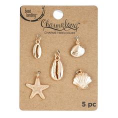 Purhase the Charmalong™ Gold Shell Charms by Bead Landing™ at Michaels. Create your own jewelry pieces with these gold shell charms. Design your own necklace, bracelet, or earrings with these charms. Create your own jewelry pieces with these gold shell charms. Design your own necklace, bracelet, or earrings with these charms. Details: Gold colored 14.6mm x 26mm 5 pieces Nickel free Zinc alloy and iron | Charmalong™ Gold Shell Charms by Bead Landing™ | Michaels® Make Your Own Bracelet, Bead Landing, Bookmark Gifts, Michael Store, Fall Fabric, Shell Jewelry, Shell Beads, Crafty Things, Necklace Bracelet