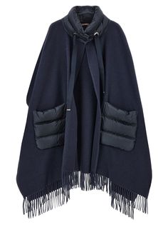 90% wool, 10% cashmere Winter Wool Poncho For Cold Weather, Luxury Merino Wool Outerwear For Fall, Chic Cashmere Outerwear For Winter, Chic Cashmere Winter Outerwear, Wool Poncho For Winter Workwear, Winter Wool Poncho For Work, Chic Wool Poncho For Winter, Elegant Wool Poncho For Winter, Wool Cape For Winter Weather