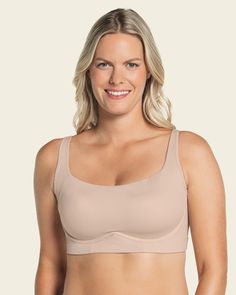 The Everyday Bra is the perfect combination of coverage, comfort, and support. It's super soft to the touch and has light structure. The back, underbust band, and sides are lined in our signature PowerSlim® fabric for a smoothing effect. It has wireless, pocketed cups with fixed contour padding for a more rounded look, naturally. High coverage under the arms, in the front, and in the back for complete confidence. It has adjustable, flat straps that can be worn classic or criss-cross. This daily Seamless Fitted Sports Bra With Full Coverage, Full Coverage Stretch Nursing Bra, Full Coverage Stretch Bra With Moderate Back, Supportive Full Coverage Fitted Bra, Light Support Shaping Sports Bra With Full Coverage, Shaping Full Coverage Sports Bra With Light Support, Solid Color Stretch Bra With Moderate Back Coverage, Fitted Beige Bra With Light Support, Solid Stretch Bra With Moderate Back Coverage