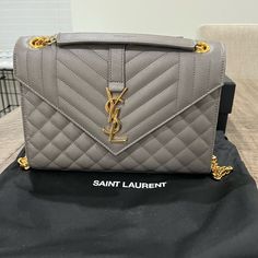 Envelope Gray Back Lambskin, Only Worn Once! Saint Laurent Bags, Yves Saint Laurent Bags, Saint Laurent Bag, Yves Saint Laurent, Saint Laurent, Envelope, Bag Lady, Grey, Color