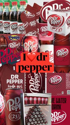 i love dr pepper bottles and sodas with the caption that reads, i love dr pepper