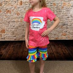 Whether You Enjoy The Rain Or The Rainbow, This Two Piece Short Set Will Brighten Any Mood. After Every Storm Comes A Rainbow. Sizes Available: 6/12m, 12/18m, 2t, 3t, 4t, 5/6, 6/7, 7/8 True To Size For Search Purposes Only: Girl Spring Clothes Girl Summer Clothes Girl Birthday Birthday Gift For Child Gift For Kids Girl Boutique Toddler Toddler Clothes Girl Outfits Girl Boutique Clothes Girl Clothes Kid Outfit Ruffle Shorts Girl Top Rainbows Stripes Colorful Playful Pink Tops With Rainbow Print, Pink Cotton School Sets, Playful Pink School Sets, Pink Short Sleeve School Sets, Cute Pink Sets With Short Sleeves, Pink Matching Playtime Sets, Pink Matching Set Tops For Sleepover, Playful Pink Short Sleeve Sets, Fun Pink Sets For Spring