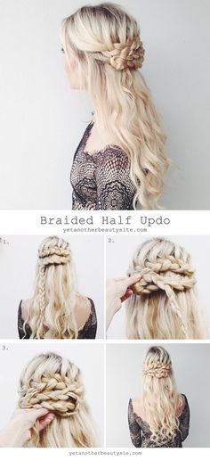 ☪Pinterest → FrenchFanGirl ☼ Nordic Hairstyles, Hair Braid Crown Tutorial, Braided Half Updo, Braided Crown Hairstyles, Winter Wedding Hair, Hairstyles Tutorial