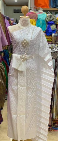 "\" This is Asian Thai-Lao traditional dress.Before place the order, kindly please contact me via convo to confirm design and size availability before\" Thank You :) This item we have 2 type size. 1. Standard size Waist 23-30\" Hip max. 37 \" 2 Plus size Waist \" up to 42\" Hip up to 46\" This is Asian traditional dress is made from synthetic silk for top and skirt waist size up to 32 inches(adjust size by hook). It is very unique and easy to wear. Women set including with 1. Lace sabai 2. Pleat Lao Wedding Dress, Lao Clothing, Lao Dress, Traditional Thai Dress, Traditional Dresses For Kids, Lao Wedding, Thailand Traditional Dress, Thai Outfits, Khmer Traditional Clothes