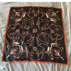 Givenchy Silk Scarf New With Tags 34.5” Beautiful Design Can Be Dressed Up Or Down! Black Orange, Silk Scarf, Orange Black, Scarf Wrap, Givenchy, Beautiful Design, Scarf Accessory, Dress Up, Women Accessories