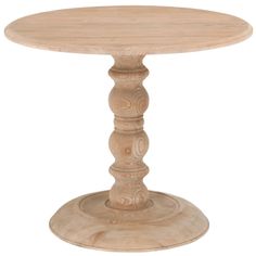 a round wooden table on a white background