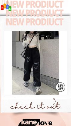 Women Fashion Loose Heart Print Fleece-lined Jogger Pants Casual Straight Leg Bottoms With Heart Print, Casual High Waist Heart Print Bottoms, Casual Cotton Bottoms With Heart Print, Casual Long Pants With Heart Print, Heart Print, Jogger Pants, Elevate Your Style, Womens Bottoms, Women Fashion