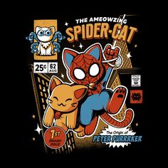 the amazing spider - cat sticker is on display