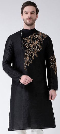 Black and Grey color Kurta in Art Silk fabric with Embroidered work Bollywood Style Black Embroidered Fabric, Bollywood Black Embroidered Fabric, Black Unstitched Embroidered Fabric In Traditional Drape, Unstitched Black Embroidered Fabric With Traditional Drape, Black Bollywood Embroidered Fabric With Border, Unstitched Black Embroidered Fabric For Festive Occasions, Black Embroidered Unstitched Fabric For Festive Occasion, Black Embroidered Fabric With Border For Eid, Black Embroidered Fabric With Embroidered Border For Eid