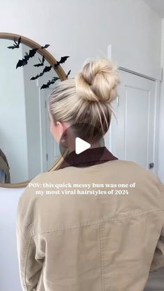 MCCALL | Lifestyle + Hair on Instagram: "This messy knot bun is one of my most popular hairstyles from 2024! 🎉 here’s to more dirty hairstyles in 2025 😜🥂

#messybuns #easyhairstyles #bestof2024 #goodbye2024 #hairinfluencer #easyhairtutorial #easyhair #dirtyhair #heatlesshair #2024hair #hairgram #hairtrend #messybuntutorial #hne"