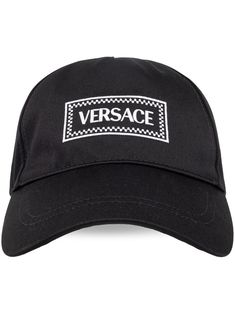 black cotton embroidered logo to the front curved peak adjustable fit pull-on style Versace Logo, Black Baseball Cap, Cap Men, Baseball Caps Mens, Leather Cap, Versace Men, Cotton Logo, Sneaker Heels, Espadrille Shoes