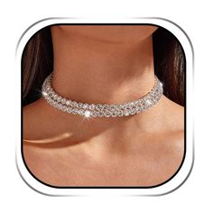 PRICES MAY VARY. Rhinestone necklaces is made of good quality row crystal and alloy,it’s not faded. Crystal chokers’ size is 35CM/13.78IN with the extension chain 5CM/1.97N,suitable for most women and girls. Layering collar necklace have silver color,it can highlight your neck,so you will be charming if you wear it in crowd. Bling necklace for women has delicate,simple and unique design,you can wear necklace chain on birthday,wedding， vacation,party,dinner,festival,prom,night club and other occa Necklaces For Formal Dresses, Choker Necklace Silver, Neck Jewelry, Rhinestone Choker Necklace, Bling Necklace, Party Dinner, Wear Necklaces, Collar Neck, Rhinestone Choker