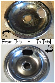 an old metal pan has been turned into a sink