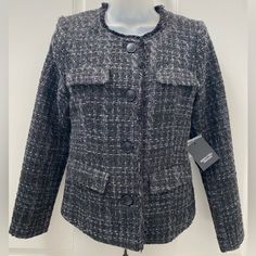 New Wtag-Simply Vera Vera Wang Black Tweed Blazer Xs Black Tweed, Simply Vera Wang, Simply Vera, Tweed Blazer, Suit Jackets, Vera Wang, Blazer Suit, Suit Jacket, Jackets & Coats