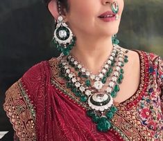 Teardrop Syn Emerald Necklace Set Earrings Nita Ambani Luxury Wedding Jewelry Ambani Wedding Jewellery, Teardrop Bridal Necklace With 17 Jewels, Traditional Teardrop Bridal Necklace For Celebration, Traditional Teardrop Wedding Necklace, Opulent Bridal Necklace With Intricate Design, Opulent Bridal Necklace With Intricate Design For Wedding, Wedding Bridal Earrings With 17 Jewels, Ceremonial Hand-set Bridal Sets, Traditional Teardrop Bridal Necklace