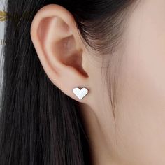 Antiallergenic Heart Stud Earrings Material Won’t Turn Green Or Black Everyday White Heart Earrings, Minimalist Heart Earrings For Mother's Day, Minimalist White Heart Earrings For Everyday, Hypoallergenic White Heart Earrings For Valentine's Day, Minimalist Hypoallergenic Heart Earrings, Minimalist Hypoallergenic Heart Earrings For Everyday, Minimalist Heart-shaped Earrings For Mother's Day, Minimalist Single Heart Earring For Valentine's Day, Minimalist Heart-shaped Hypoallergenic Earrings