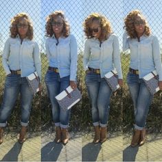 Rocking Denim Jean Outfit, Diva Style, Denim Outfits, Denim On Denim, Denim Ideas, Trendy Denim, Denim Trends, Casual Friday, Outfit Combinations