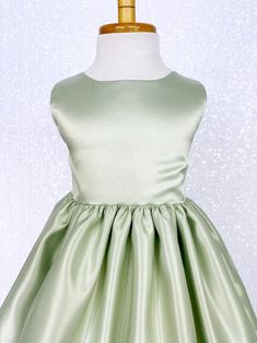 Sleeveless Pastel Sage Green Full Satin Gown Junior Toddler Wedding Flower Girl Bridesmaid Birthday Pageant Holiday Christmas Easter Summer - Etsy Pastel Sage Green, Fish Cut, Frocks For Kids, St. Patrick’s Day, Sage Green Bridesmaid Dress, Party Photoshoot, Sleeveless Gown, Cut Dress, Green Bridesmaid Dresses