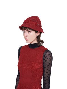 Marine Serre Regenerated Hat | H.Lorenzo Red Polka Dot Hat, French Bed, Hat For Women, Marine Serre, Black Fabric, Hats For Women, Bucket Hat, Black And Red, For Women