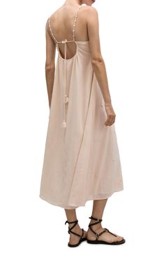 Soak up the sun in this fluttery dress featuring beaded details and a breezy open back. Ties at back V-neck Lined 100% polyester Hand wash, line dry Imported Midi Sundress, Soak Up The Sun, Mango Outlet, Nordstrom Store, Strap Dress, Day Dresses, Sundress, Open Back, Jumpsuit Dress