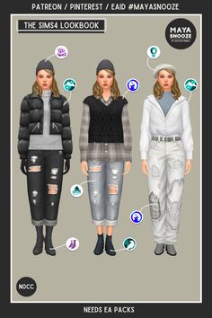 the simsa lookbook features three different outfits