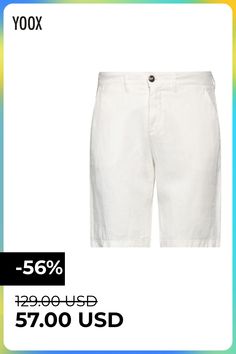 plain weave, no appliqués, solid color, mid rise, belt loops, 1 button, zipper closure, multipockets, pants , Color: White , Size: 28 Man Shorts, Man Men, Liu Jo, Pants Color, Plain Weave, Short Pants, Bermuda Shorts, Mens Shorts, Mens Pants